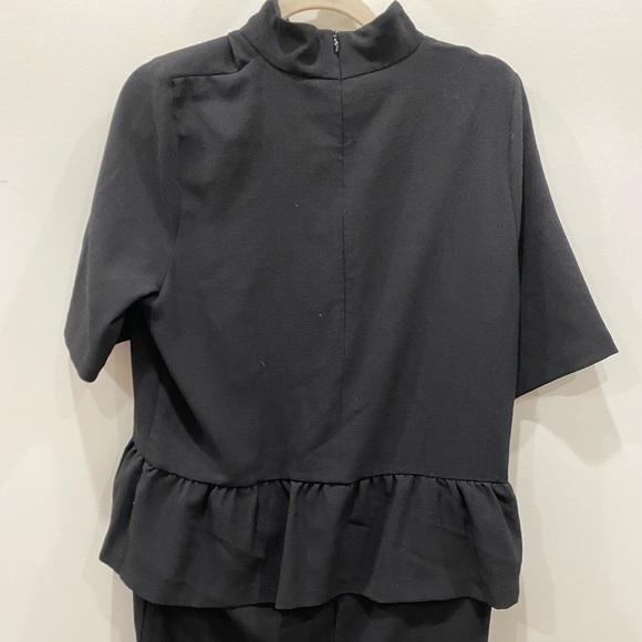 Ganni / crepe turtleneck Clark Ruffle Dress Black size 42 mini extra large XL - Picture 6 of 7
